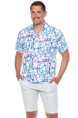 Mojito Men's Resort Style Casual Festive Print Searsucker Textured Shirt