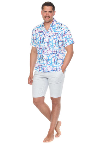 Mojito Men's Resort Style Casual Festive Print Searsucker Textured Shirt