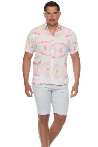 Mojito Men's Resort Style Casual Festive Print Searsucker Textured Shirt