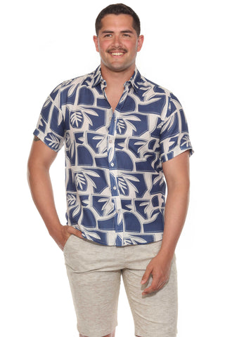 Mojito Men's Resort Style Casual Linen-Look Modern Print Shirt