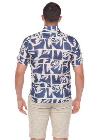 Mojito Men's Resort Style Casual Linen-Look Modern Print Shirt