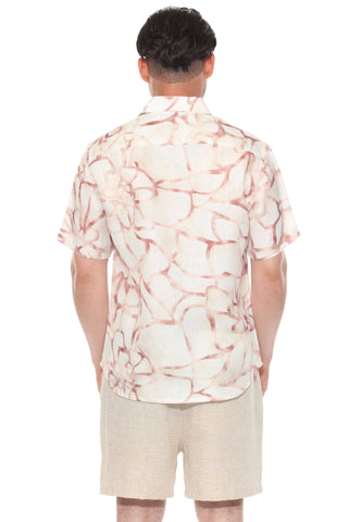 Mojito Men's Resort Style Casual Linen-Look Modern Print Shirt