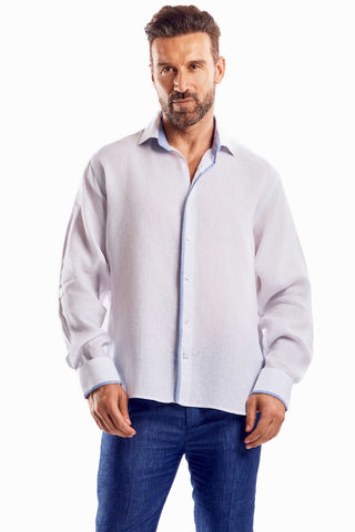 Mojito Casual Multi Color Block Design 100% Linen Shirt Long Sleeve