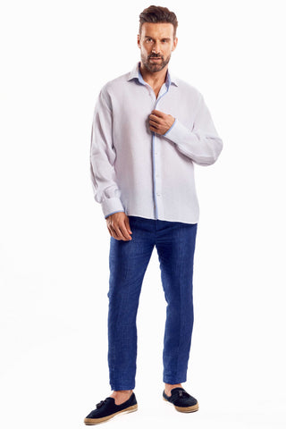 Mojito Casual Multi Color Block Design 100% Linen Shirt Long Sleeve