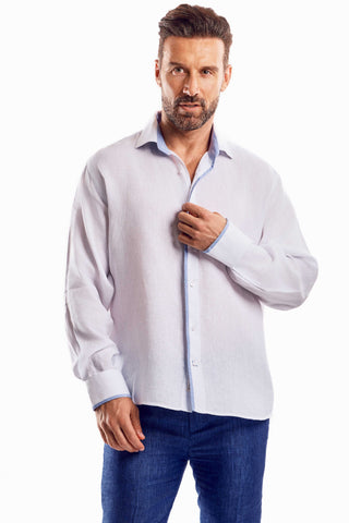 Mojito Casual Multi Color Block Design 100% Linen Shirt Long Sleeve