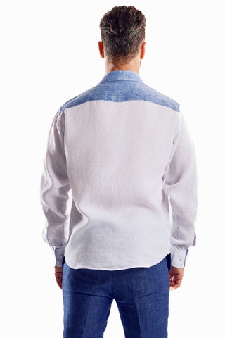Mojito Casual Multi Color Block Design 100% Linen Shirt Long Sleeve