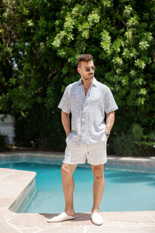 Mojito Men's Textured Modern Print Short Sleeve Shirt