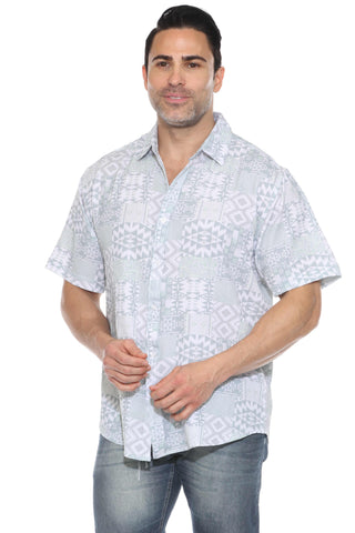 Mojito Men's Textured Modern Print Short Sleeve Shirt