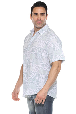 Mojito Men's Textured Modern Print Short Sleeve Shirt