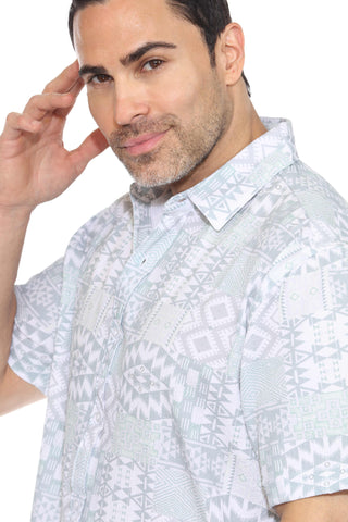Mojito Men's Textured Modern Print Short Sleeve Shirt