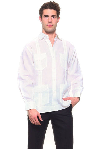 Mojito Men's 100% Irish Linen Classic Guayabera Shirt Long Sleeve