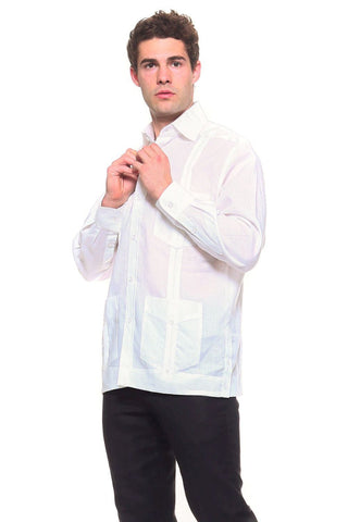 Mojito Men's 100% Irish Linen Classic Guayabera Shirt Long Sleeve