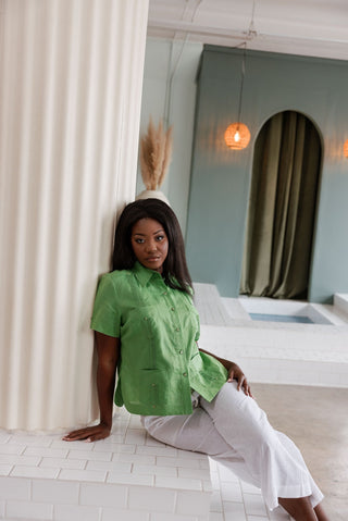Mojito Women's 100% Linen Traditional 4 Pocket Short Sleeve Guayabera