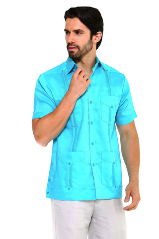 Mojito Men's Plus Size Traditional Guayabera Shirt Premium 100% Linen Short Sleeve 3X-8X