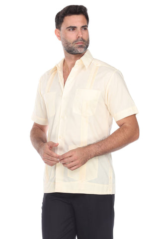 Mojito Men's Traditional Guayabera Shirt Premium 100% Linen Short Sleeve  4 Pocket  Design