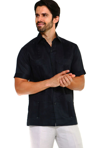 Mojito Men's Traditional Guayabera Shirt Premium 100% Linen Short Sleeve  4 Pocket  Design