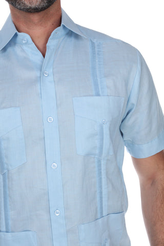 Mojito Men's Traditional Guayabera Shirt Premium 100% Linen Short Sleeve  4 Pocket  Design