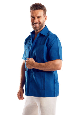 Mojito Men's Traditional Guayabera Shirt Premium 100% Linen Short Sleeve  4 Pocket  Design