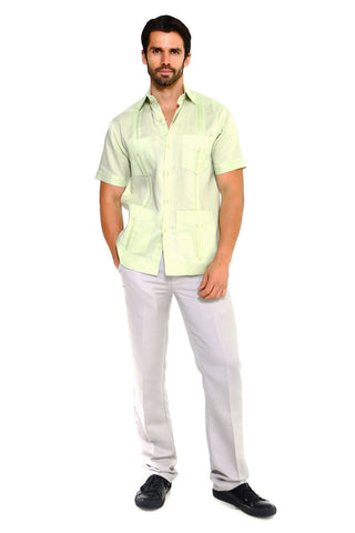 Mojito Men's Plus Size Traditional Guayabera Shirt Premium 100% Linen Short Sleeve 3X-8X