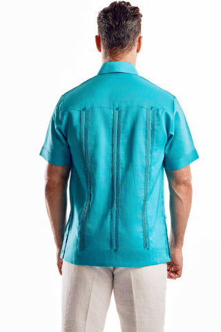 Mojito Men's Traditional Guayabera Shirt Premium 100% Linen Short Sleeve  4 Pocket  Design