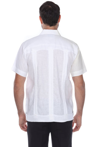 Mojito Men's Traditional Guayabera Shirt Premium 100% Linen Short Sleeve  4 Pocket  Design