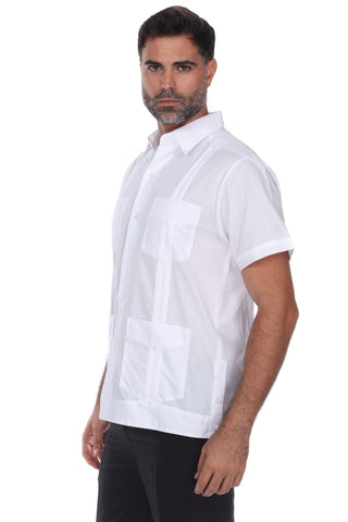 Mojito Men's Traditional Guayabera Shirt Premium 100% Linen Short Sleeve  4 Pocket  Design