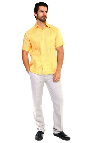 Mojito Men's Plus Size Traditional Guayabera Shirt Premium 100% Linen Short Sleeve 3X-8X