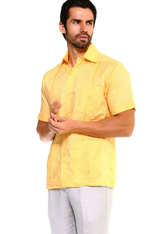 Mojito Men's Plus Size Traditional Guayabera Shirt Premium 100% Linen Short Sleeve 3X-8X