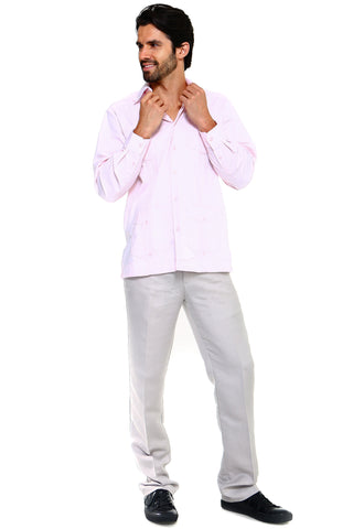 Mojito Men's Plus Size Guayabera Shirt Premium 100% Linen Long Sleeve 3X-8X