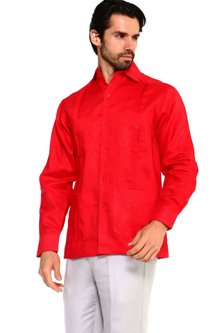 Mojito Men's Plus Size Guayabera Shirt Premium 100% Linen Long Sleeve 3X-8X