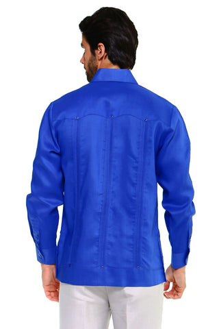 Mojito Men's 100% Linen Four-Pocket Long Sleeve Guayabera Shirt