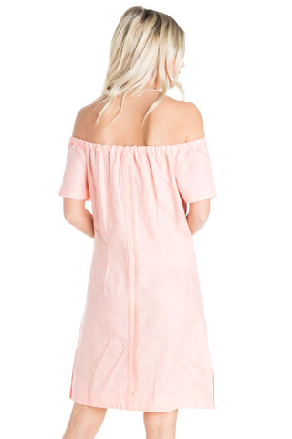 Mojito Women's Guayabera Dress Sexy Off Shoulder Linen Blend Button Down
