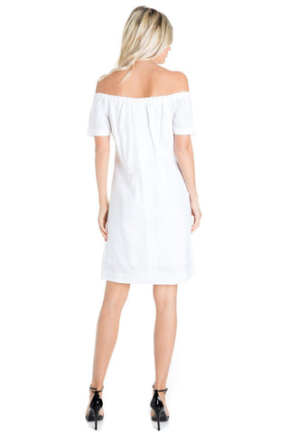 Mojito Women's Guayabera Dress Sexy Off Shoulder Linen Blend Button Down