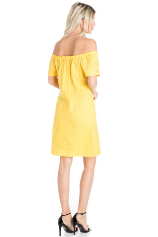 Mojito Women's Guayabera Dress Sexy Off Shoulder Linen Blend Button Down
