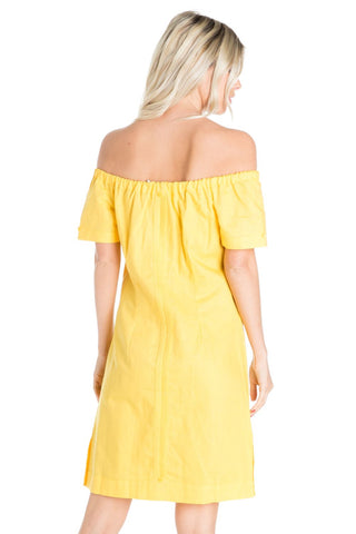 Mojito Women's Guayabera Dress Sexy Off Shoulder Linen Blend Button Down