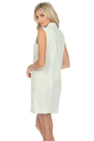 Mojito Women's Guayabera Dress Classic Linen Blend Sleeveless Button Down