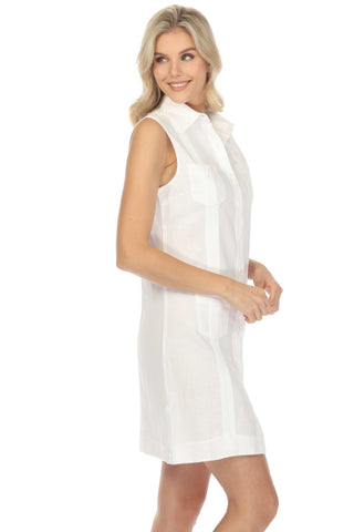 Mojito Women's Guayabera Dress Classic Linen Blend Sleeveless Button Down