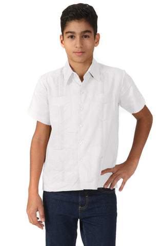 Mojito Youth Boys Cotton Blend Guayabera Shirt Short Sleeve 12-18