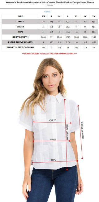 Mojito Women's Cotton Blend Short Sleeve Guayabera 4-Pocket Design