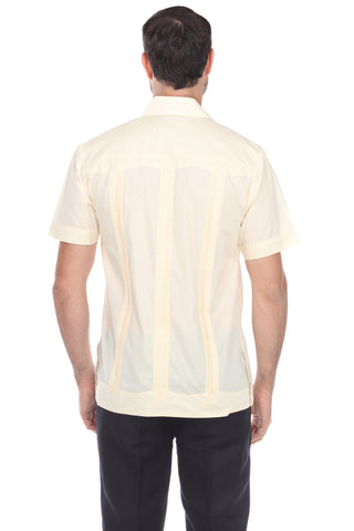 Mojito Men's Classic Four-Pocket Guayabera Shirt Poly Cotton Blend Short Sleeve
