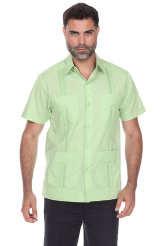 Mojito Men's Classic Four-Pocket Guayabera Shirt Poly Cotton Blend Short Sleeve