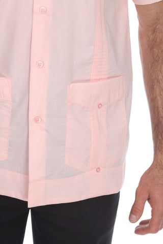 Mojito Men's Classic Four-Pocket Guayabera Shirt Poly Cotton Blend Short Sleeve