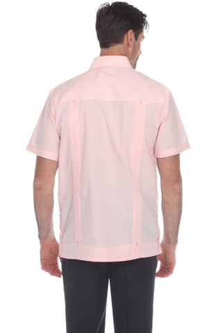 Mojito Men's Classic Four-Pocket Guayabera Shirt Poly Cotton Blend Short Sleeve