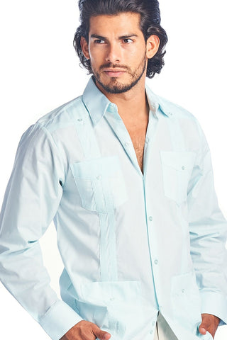 Mojito Men's 100% Linen Four-Pocket Long Sleeve Guayabera Shirt