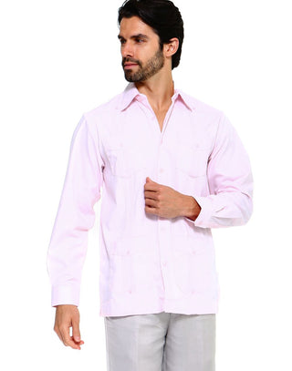 Mojito Men's 100% Linen Four-Pocket Long Sleeve Guayabera Shirt