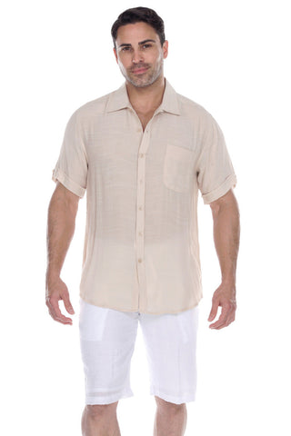 Mojito Men's Beach Casual Short Sleeve Button Down Shirt