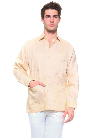 Men's 100% Irish Linen Classic Guayabera Shirt Long Sleeve