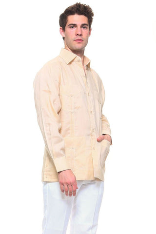Men's 100% Irish Linen Classic Guayabera Shirt Long Sleeve