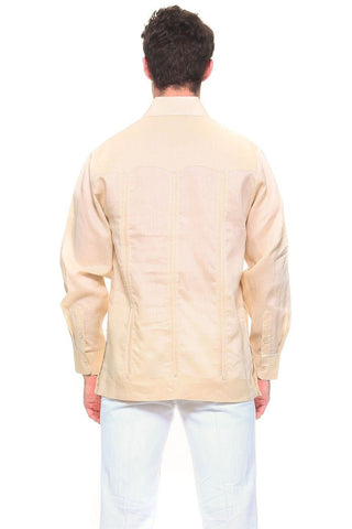 Men's 100% Irish Linen Classic Guayabera Shirt Long Sleeve