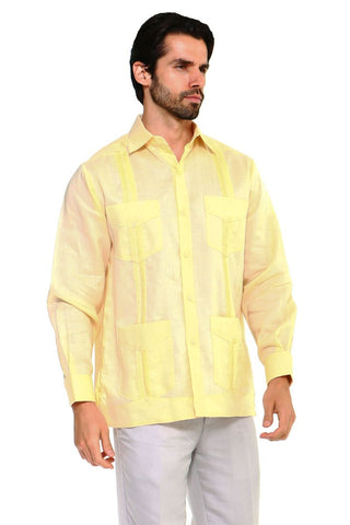 Mojito Men's Plus Size Guayabera Shirt Premium 100% Linen Long Sleeve 3X-8X